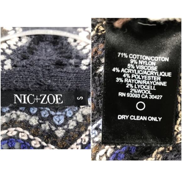 NIC+ZOE Celestial Open Front Chevron Pattern Knit Cardigan Women’s Size Small - Picture 13 of 13